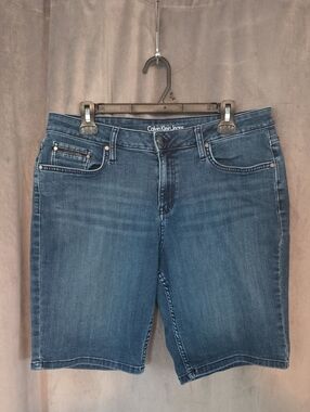 Calvin Klein Jeans Size 14 Blue Denim Bermuda Shorts - Classic Mid Wash